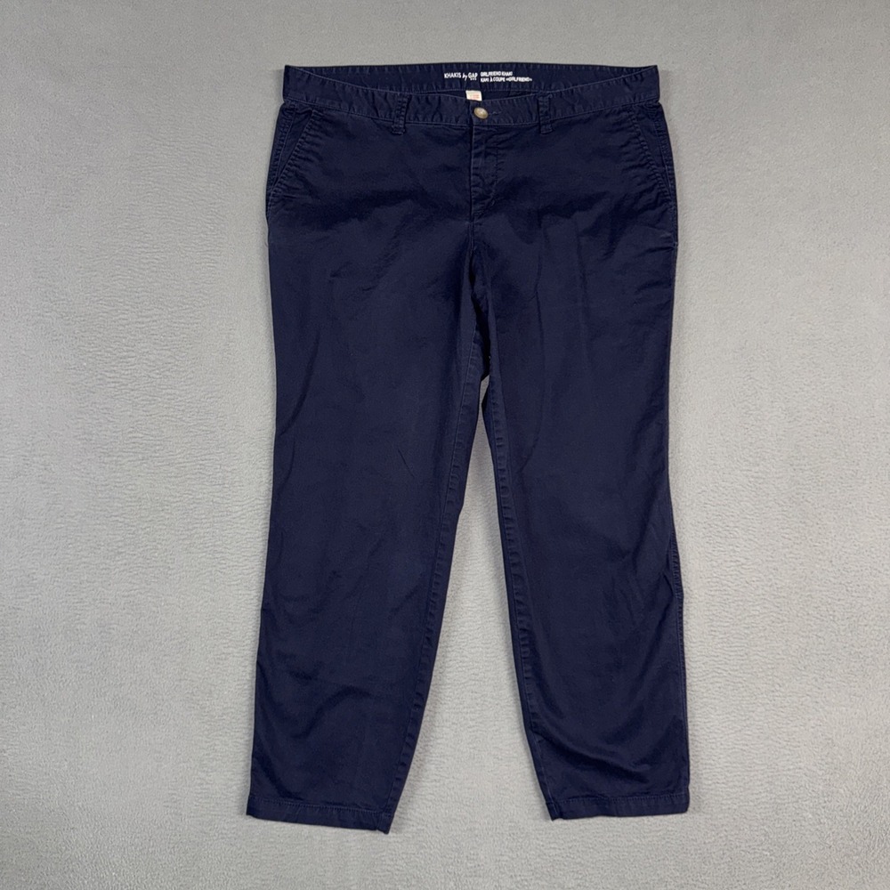 Khakis By Gap Pants Womens 14 Blue Girlfriend Khaki Flat Front Cotton Blend